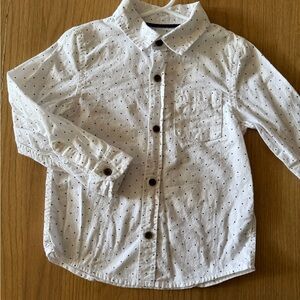 Cat & Jack White Button Down Shirt with Black Dots